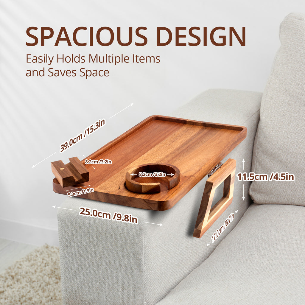 Premium Acacia Wood Sofa Arm Tray (Deluxe)