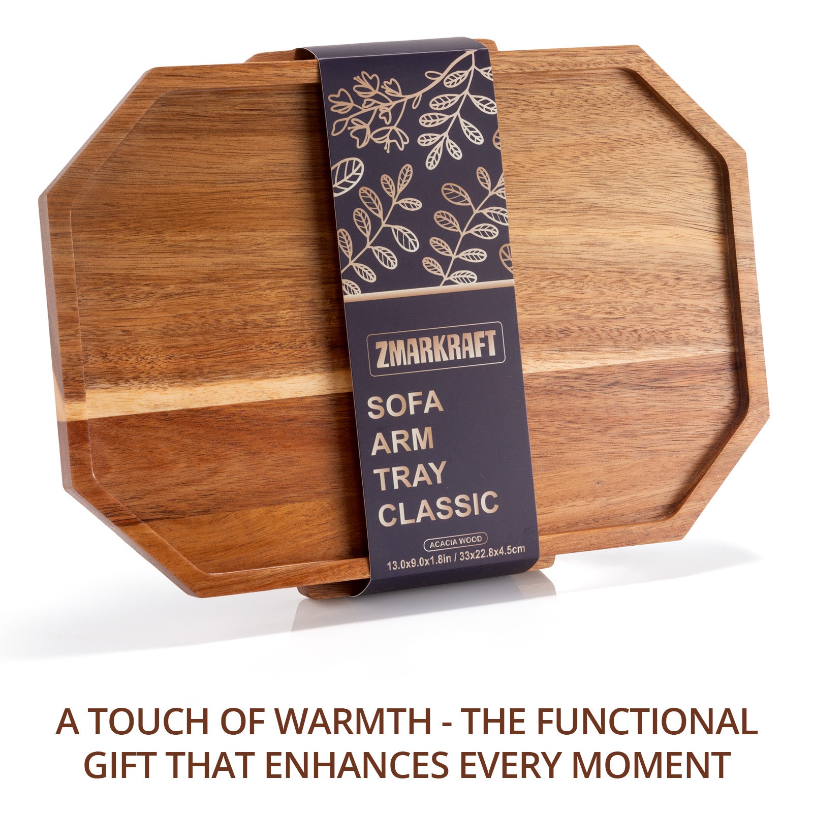 Premium Acacia Wood Sofa Arm Tray (Classic)