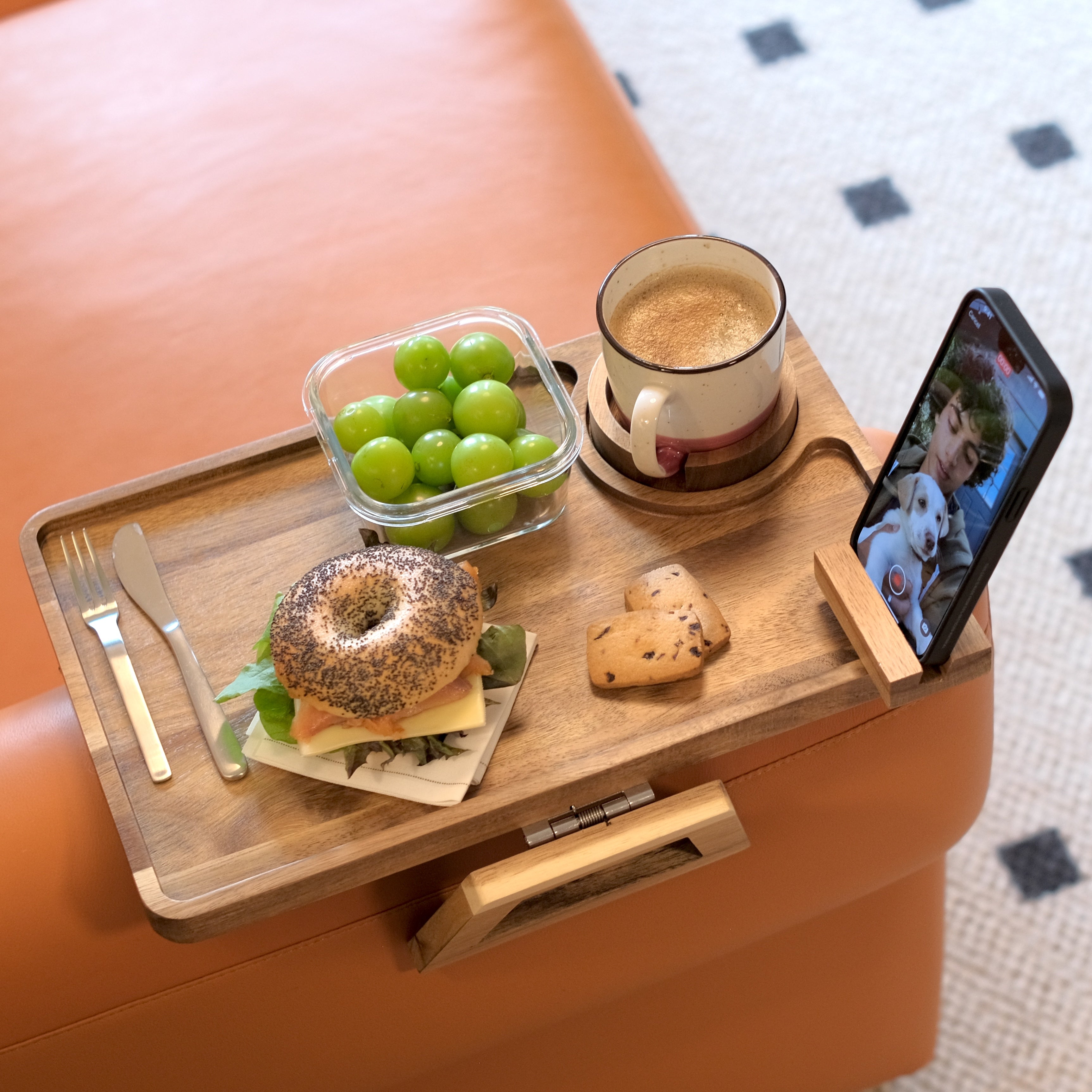 Premium Acacia Wood Sofa Arm Tray (Deluxe)