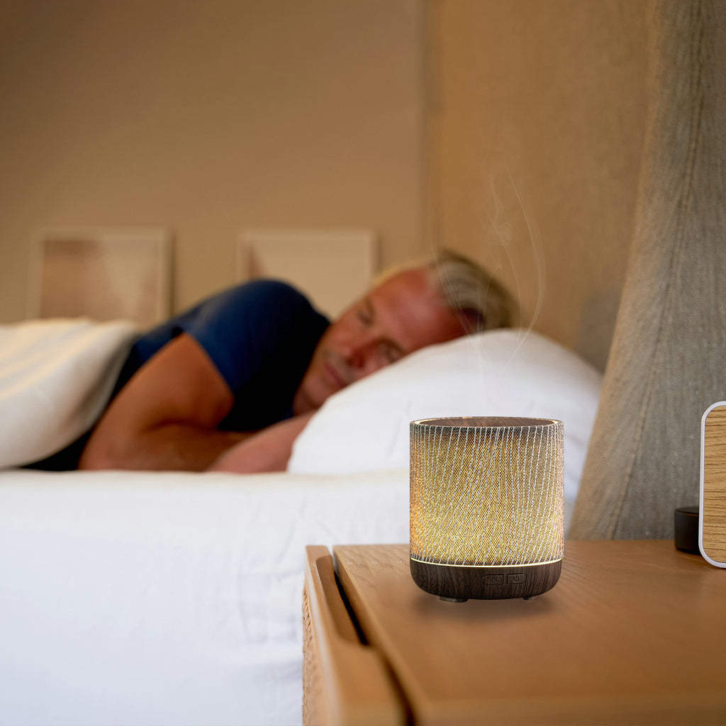 Essential Oil Diffuser with Fabric Cover and Night Lamp (Dark Brown)