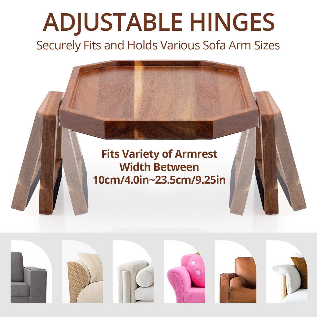 Premium Acacia Wood Sofa Arm Tray (Classic)