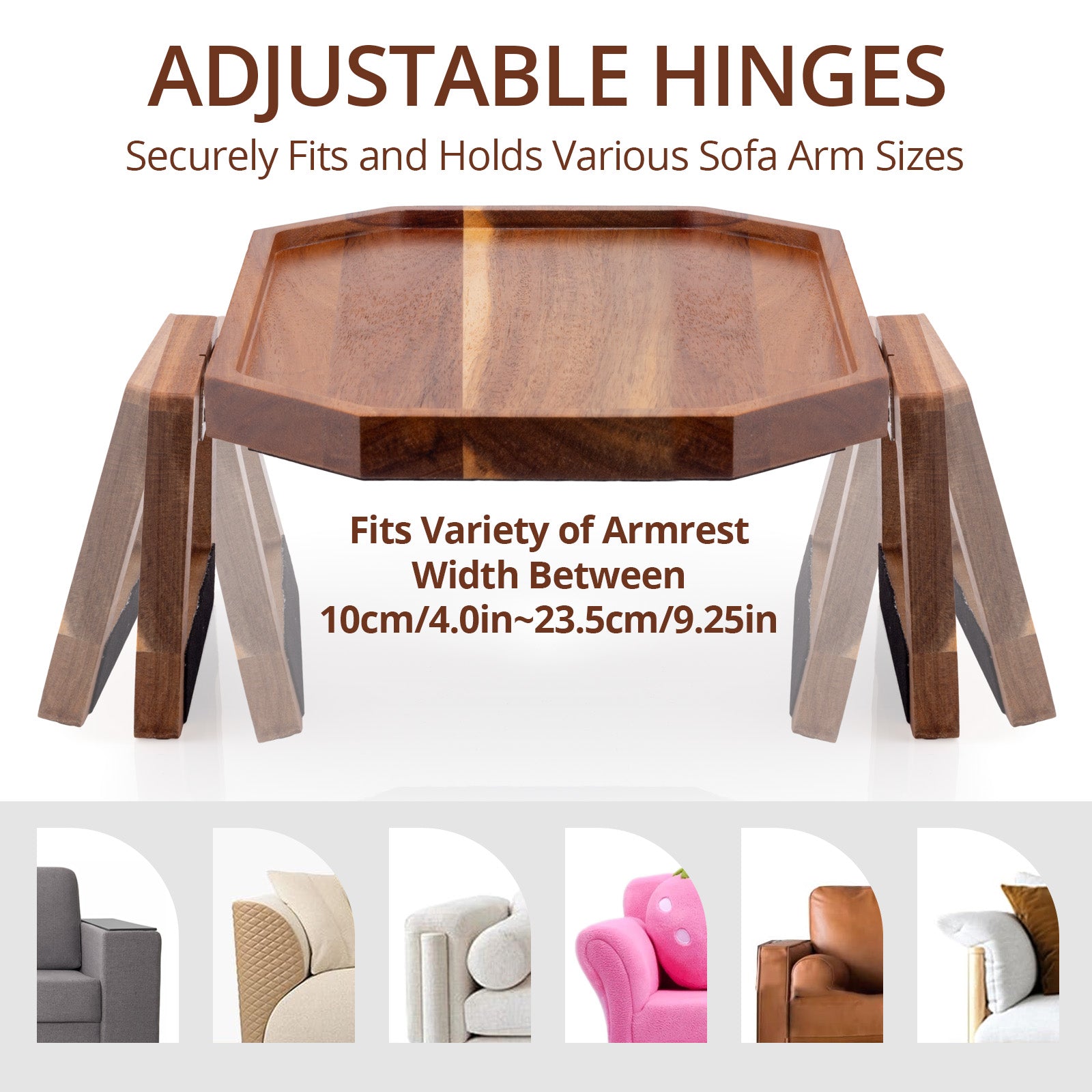 Premium Acacia Wood Sofa Arm Tray (Classic)