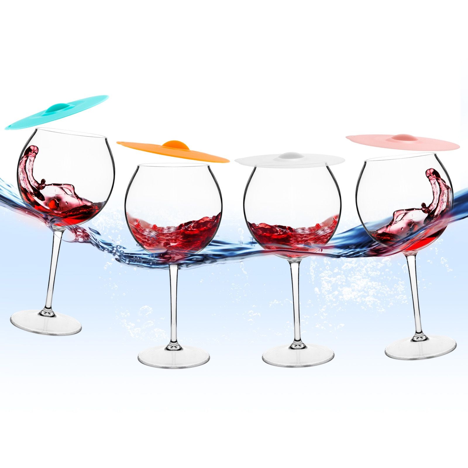 Floating Wine Glasses with Cup Lids