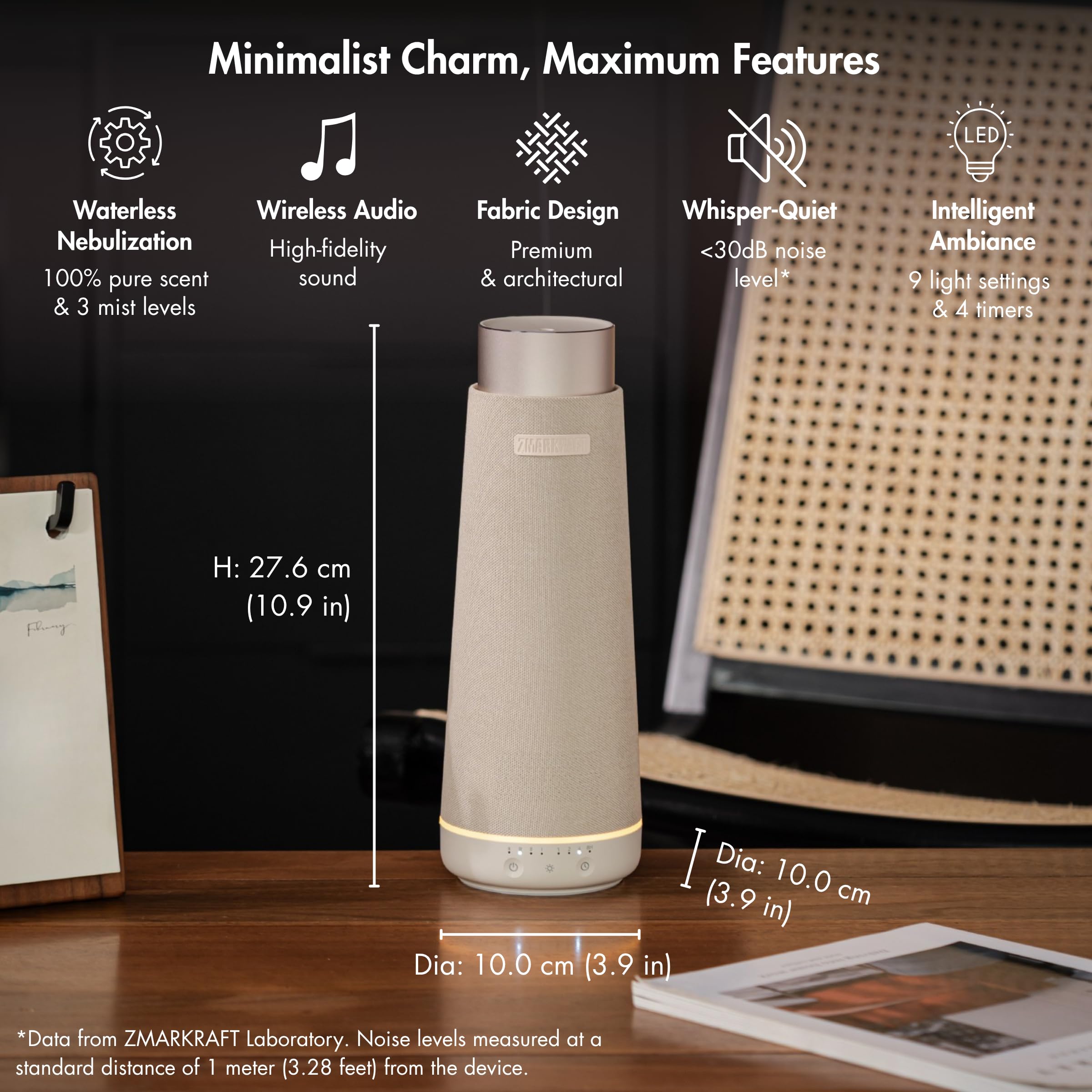 Waterless Essential Oil Diffuser with Integrated Speaker