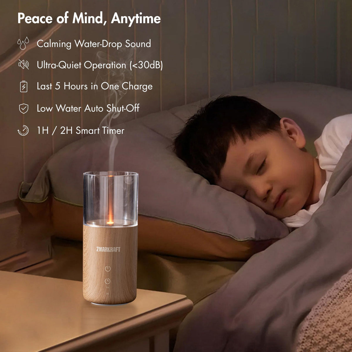 Quiet Small Essential Oil Diffuser with Soft Glow Night Lamp