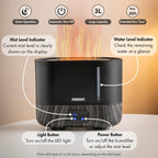 3L Large Humidifier with Special Flame Light Effect