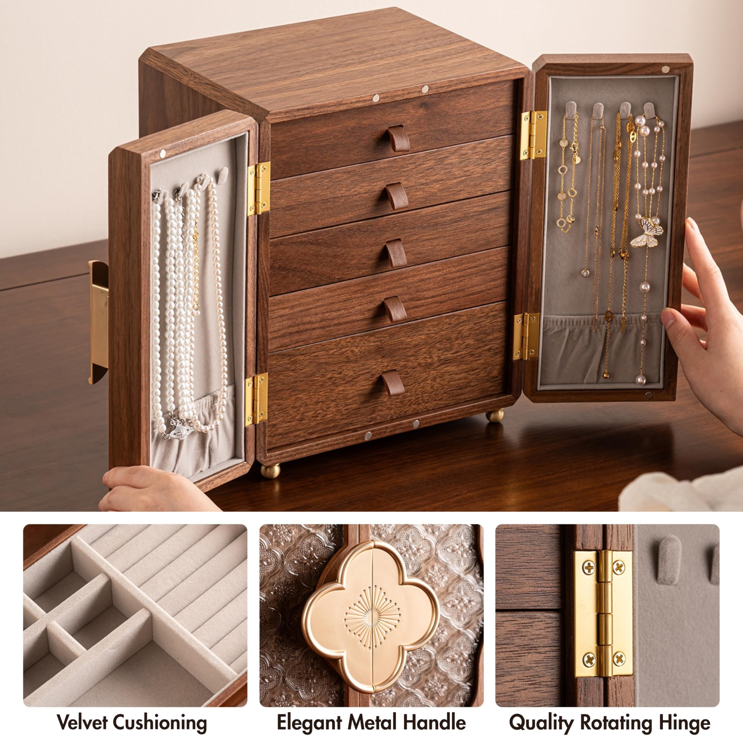 Black Walnut Wooden Jewelry Box