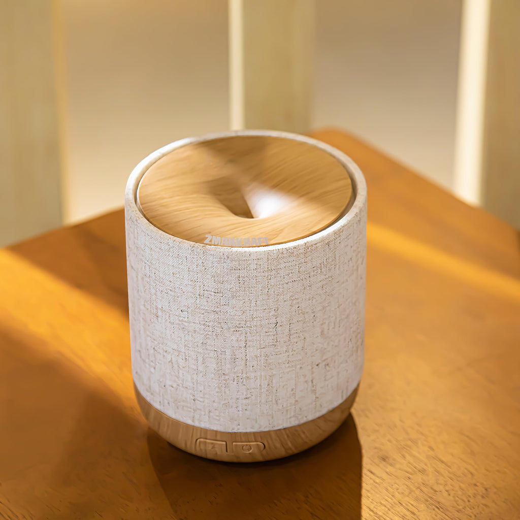 Essential Oil Diffuser with Fabric Cover and Night Lamp (Light Brown)