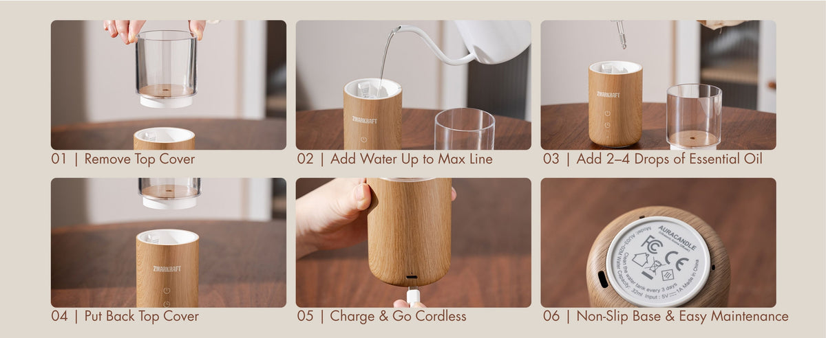 Quiet Small Essential Oil Diffuser with Soft Glow Night Lamp