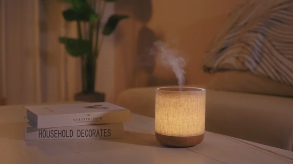 Essential Oil Diffuser with Fabric Cover and Night Lamp (Dark Brown)